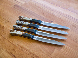 Set of 4 Steak Knives - Mottled Cream and Brown